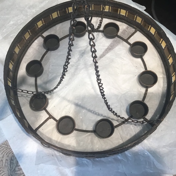 Copper Candle Chandelier Rustic Design - Picture 3 of 3